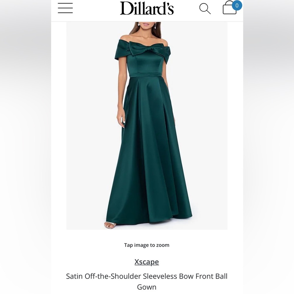Xscape
Satin Off-the-Shoulder Sleeveless Bow Front Ball Gown NWT